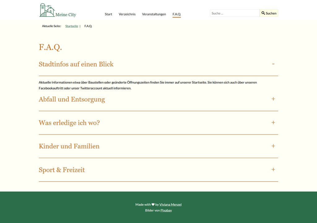 Screenshot F.A.Q Seite